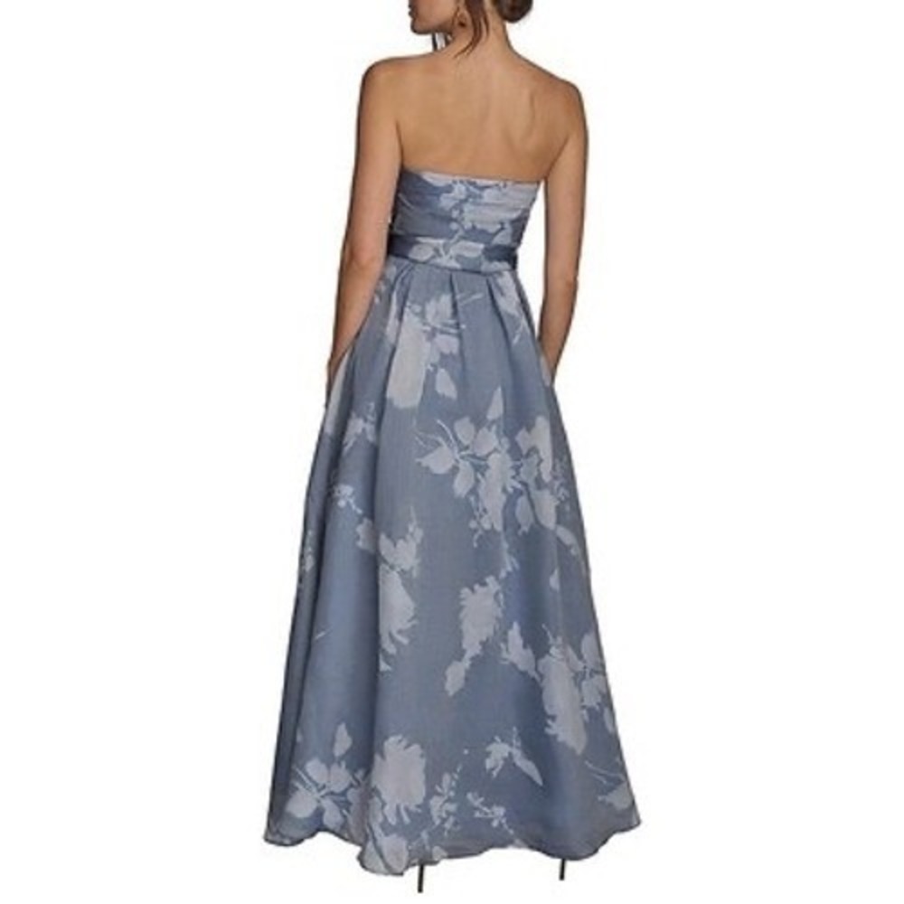 Donna Karan New York Formal Gown Strapless Organza 14 Tencel Floral‎ Blue NWOT - Picture 2 of 16